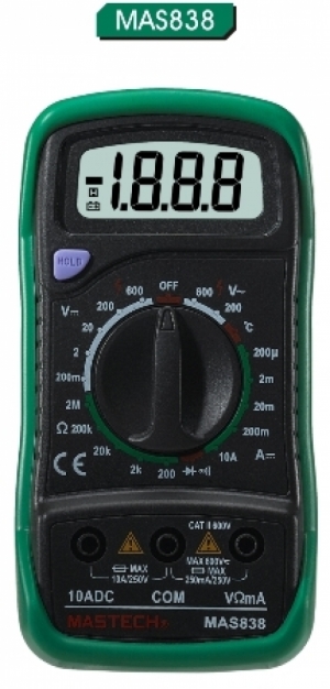 MAS838: 디지탈 멀티미터 (AC 600V, DC 600V, DC 10A)